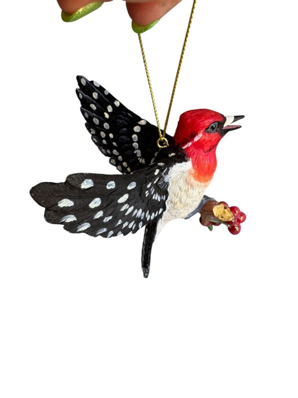 Danbury Mint Red Bird Ornament Hand-Painted Hanging Resin Decoration - Picture 2 of 7